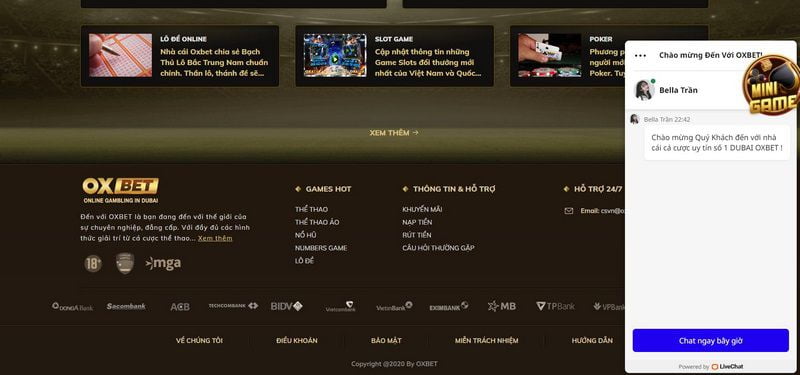 Sản phẩm cá cược tại OXBET